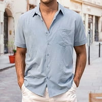 Edvintorg Ljetne košulje Muška čišćenje Muški dom Vintage Pure Color Casual Dugme Pocket Slit košulja
