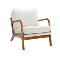 Moderna akcentna stolica sa podstavljenim jastukom, lounge stolica fotelja sa nagnutim nogama i drvenim