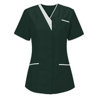 Plus pilinge veličine za žene, originali V-izrez sestra kratkih rukava s kratkim rukavima s pokusima Medicinska uniforma TOP laboratonski uniformu bluza