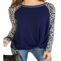 Trowlwalk Pulover T majice Bluza Dugi rukav za žene Ležerne prilike sa labavim dijelom posade Leopard