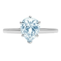 2.0ct kruška rez plavi simulirani dijamant 18k bijeli zlatni godišnjički angažman prsten veličine 4,5