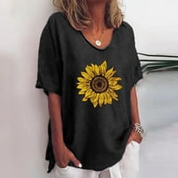 Žene modne ležerne ljetne vrhove tiskane majice kratkih rukava okrugli vrat pulover T-majice XL