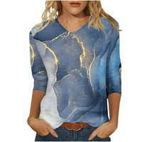 Hesxuno rukave za žene za žene, modne žene New Stil tiskane košulje Loose Fit V izrez Bluze Ljetne povremene