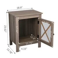 Topcobe Seoska kuća drvena noćna stalak sa staklenim vratima X-Design, kućni ured krajnjim bočnim stolom