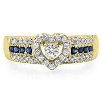 DazzlingRock kolekcija 10k okrugli rez plavi safir i bijeli dijamant Bridal Obećaj za angažman zaručnički