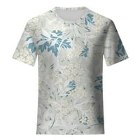 HHEI_K TOPSWOMEN modne ležerne vrhove tiskane majice s kratkim rukavima s puloverm sa okruglim vratom