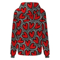 ChicCall ženske kapuljače za Valentinovo pulover slatko srce dukseri casual dugih rukava tunike s džepovima
