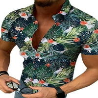 Mens Hawaiian Cvjetni kratki rukav Fit vrhovi ljetni odmor za odmor na plaži majice