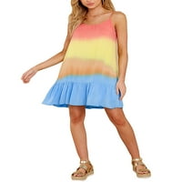 LUMENTO DAMI JEDINI PLAŽE kratke mini haljine Line Rainbow Ispiši klizni haljina Ruffled Swing Sumndoss
