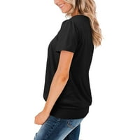 Žene Ležerne prilike nježne udobne tuničke vrhove scoop vrat Majice pune boje Summer Loose Tops Black