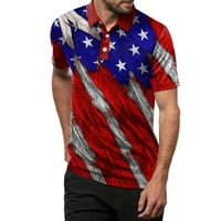 Polo Thirts Majice za muškarce Sport American Retro Pride Zastava Rever 4th jula Tee majica Red XL