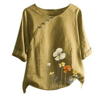 Wendunide T majice za žene Women plus veličine Cvjetni vez gumb Polupankovac Vintage bluza Top majica