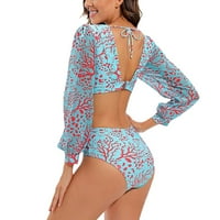 Labavi fit tenkovi za žene Ženske modne tiskane udobne labave kupaćim kostima TOP Bluzu Casual V-izrez