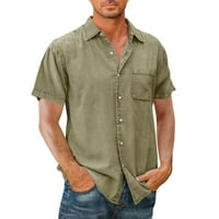 Ljeto muške ležerne košulje s kratkim rukavima Slim Fit Retro majica etničkog stila Muška vojska zelena