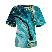 Ženske vrhove, Kizly Boho vrhovi za žene, modna casual labava bluza Kamen gradijentni ispis majica s