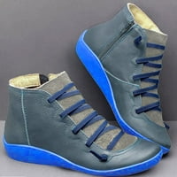 Tawop bedrine visoke čizme, ležerne cipele s ravnim kožom retro čizme bočne patentne patikene plus čizme