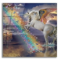 Epic Art 'Unicorn Pegasus Rainbow' Enricam, akrilna staklena zidna umjetnost, 12 x12