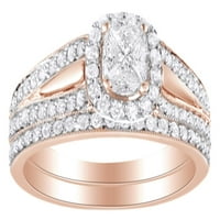 Jastuk i okrugli bijeli prirodni dijamant ženski mladencijski prsten u 14k ružičastog zlata s prstenom