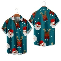 Chiccall božićne majice za muškarce, ležerne ovratnike s kratkim rukavima kratkih rukava Xmas Santa