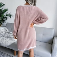 Klintni vrhovi za ženski džemper O-izrez dugih rukava slobodni pulover džemper dvostruki dress dress