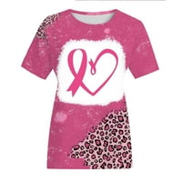 Meichang Womens Košulje za dojke ružičaste vrpce Grafičke teže smešni kratki rukav dressy casual bluza