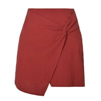 Plus veličina ženske suknje - atletski modni pamučni posteljina ženske suknje crvene veličine m