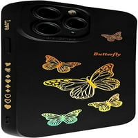 Kompatibilan sa iPhone Pro Case, bočnim slatkim pozlaćenim ljubavnim leđima Bling Leptir s punom kamerom