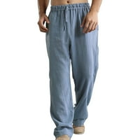 Pantalone pamučne posteljine ležerne prozračne muške pantalone Sportski iskrivljeni džep labavi muške