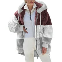 Ženski kratki kaputi za repuni kontrastni u boji dugih rukava za slobodno vrijeme snimka za toplu kaput
