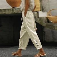 Capri pantalone za žene Prikladna kapri-rekorda sa visokim strukom sa džepovima široka noga obrezana