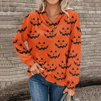 Yubatuo Womens Duksetshirts Labavi modni Halloween tiskani s kapuljačom na kapuljačom na dugim rukavima
