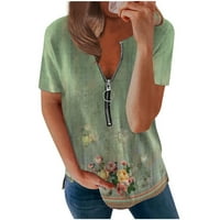 Huachen Trendy majice Žene Ljetna modna casual vintage cvjetna tiskana povremena majica kratki rukav