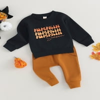 TODDLER Baby Boy Halloween Outfits Pumpkin Pismo Ispis dugih rukava dukserice i pantalone padajuće set