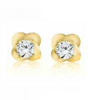 Mauli dragulji za uho za žene 0. Karat Diamond okrugli oblici Stud minđuše karat 14k čvrsto žuto zlato