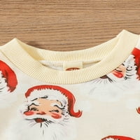 Bagilaanoe Newborn Baby Girl Božić Roman Duks s dugim rukavima Bodysuit Cartoon Santa Claus uzorak Pulover