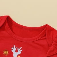 Djevojke za bebe Odjeća Set set s dugim rukavima Božićno pismo jelene od tiskanih rub Bodysuit Tulle