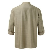 Luiyenes musko casual solid roll up rukava majica bluza dugih rukava sa ovratnik na majici