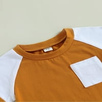 TODDLER Baby Ljetna odjeća Kontrastna boja kratkih rukava majica i rastegnuti ležerne hlače za dječake