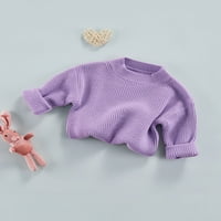 Coduop Toddler Baby Girl Dječji džemper Topli dugi rukav pleten prevelizirani džemper 0- godine