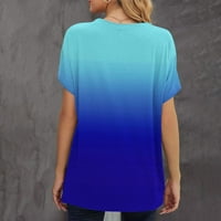 Cyzz Celler ženski ljetni gradijent tiskani kratki rukav pulover okruglog vrata TOP Blue XXXL