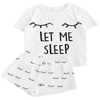 Niuer Lounge Pijamas za ženske grafičke majice i kratkih kratkih seta Slobodne mode za spavanje Sliv