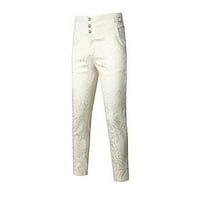 Gotske srednjovjekovne pantalone za noge za muškarce Retro Stage Performance Style Slim pantalone Bijela