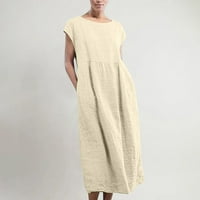 FrostLuinai ušteda Plus Veličina haljina za žene Žene ljetne maxi haljine pamučne i posteljine haljine