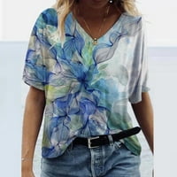 Ljetne košulje Qwertyu za žene Tee majice Grafički kratki rukav plus veličina Ženska odjeća V izrez