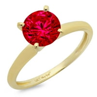 3CT okrugli rez crveni simulirani ruby ​​18k žuti zlatni godišnjički angažman prsten veličine 10.75