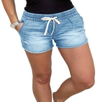 Paille žene traper kratke hlače Mid Rise Hrtke Hem Jeans Frajenski odmor Jean Light Blue XL