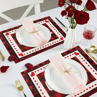 Set laganog tabela Placemats Crveno Provjerite placeMats 30x za ukras tablice Valentinovo, vodootporni