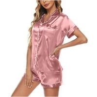 TOQOT PAJAMAS za žene - casual kratkih rukava gornji i kratke hlače Mekana svila za spavanje pidžama setovi ružičaste veličine xl
