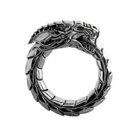 Muxika prstenovi za muškarce, vintage srebrni zmajski prstenovi, retro norveška mitologija zmaj Nidhogg