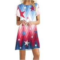Leesechin ponude ženske suknje Dressy Summer Plus veličine Dan neovisnosti tiskani okrugli vrat Haljina